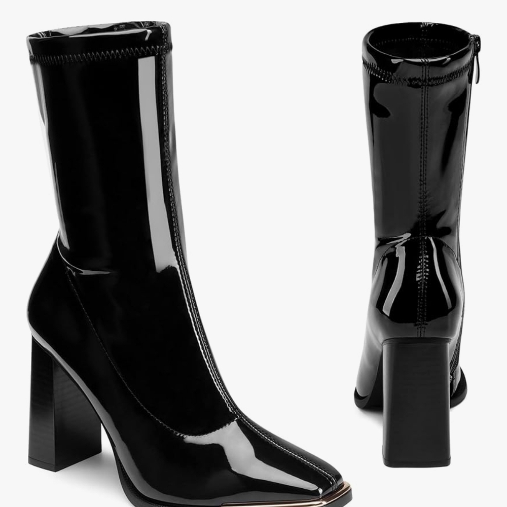 Dream Pairs Patent Leather Heeled Boots Sz 8.5